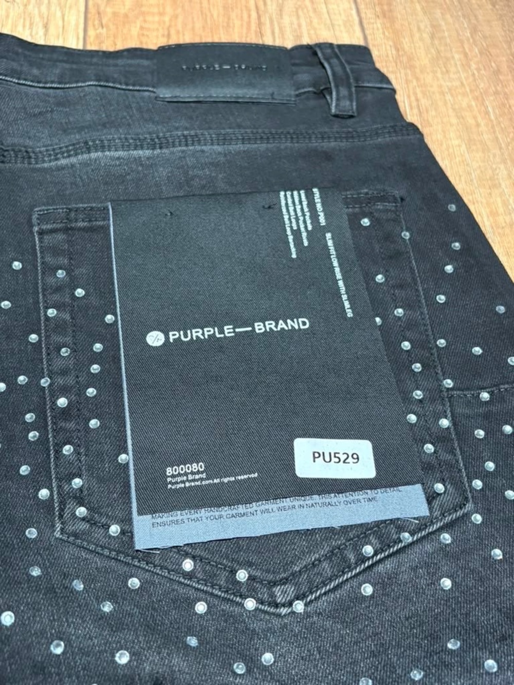Purple Brand Black VVS Rhinestone with Crosses Jean Shorts Mens Brand New - Picture 13 of 16